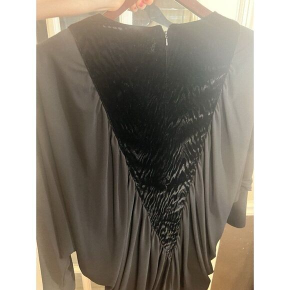 VTG STRONG SHOULDER COCKTAIL DRESS BATWING SLEEVE Animal Print Velvet Oversized - Picture 6 of 9